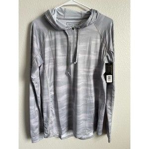 Anetik Remix Tech Hoody 1/2 Zip Ice Camo Sz Large L Grey UPF Hooded Shirt